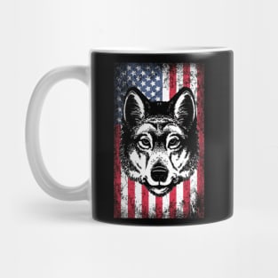 Patriotic Wolf American Flag Mug